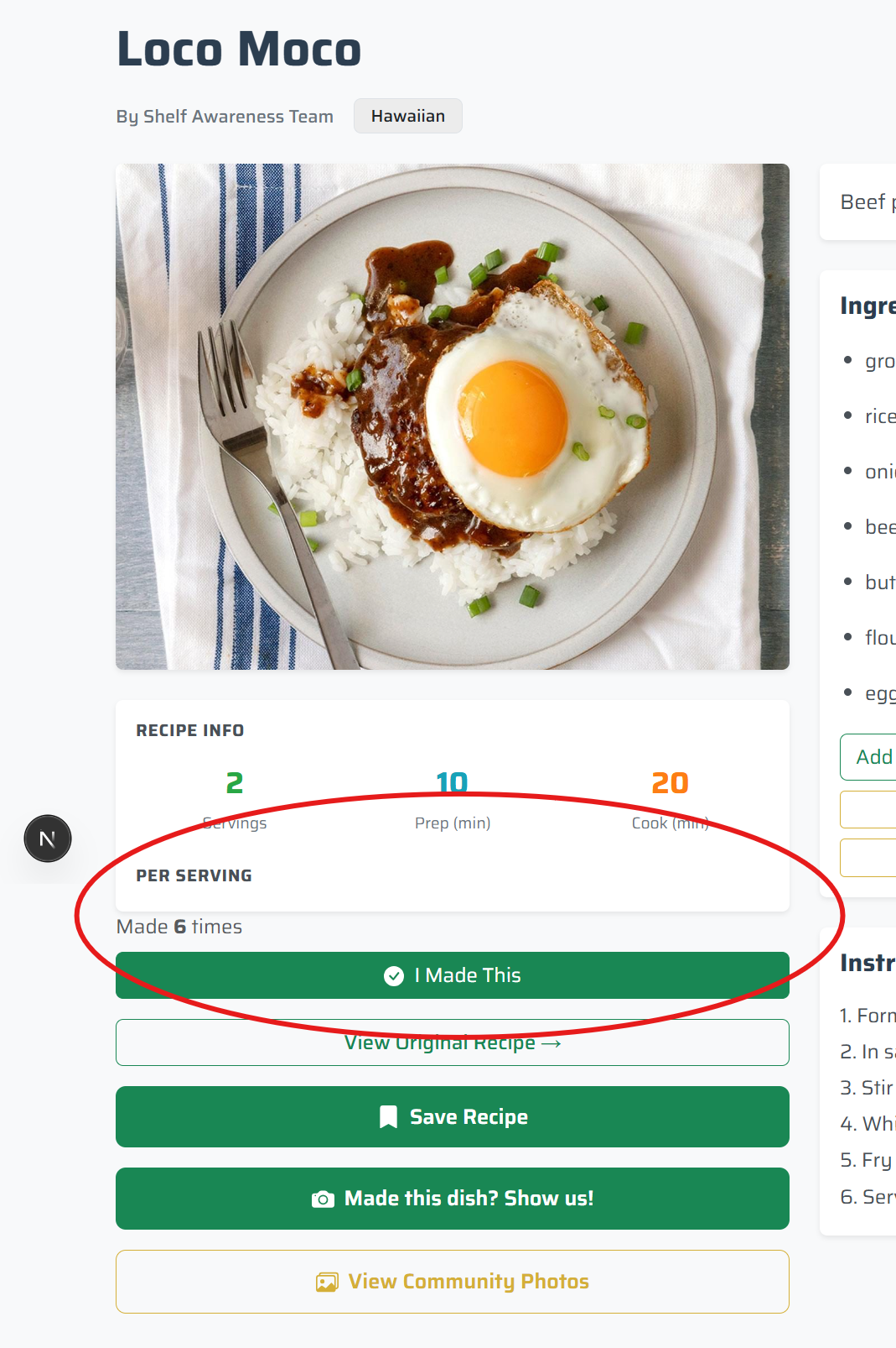 Recipe marked as made