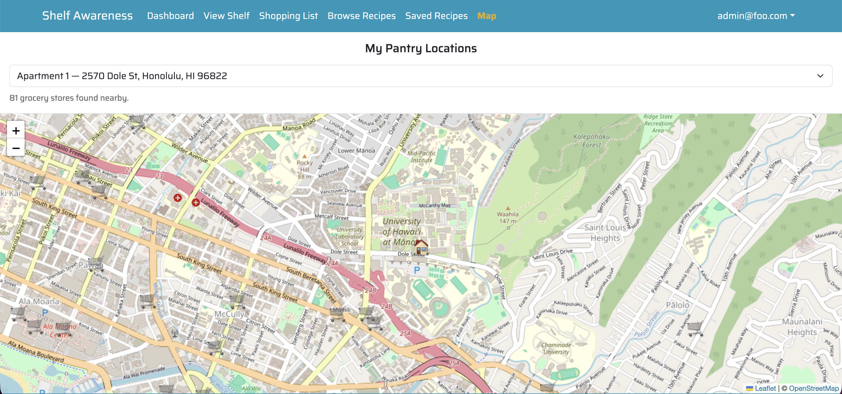 Map with location markers